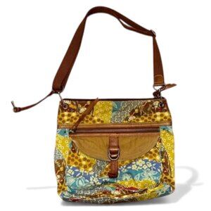 FOSSIL Maddox Shoulder/Cross Body Bag - Canvas/Leather - Neutral Boho Floral